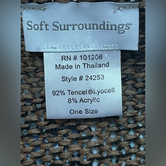 Soft Surroundings Shawl One Size Mei Ling Knit Sweater Cape Poncho Brown Black - Picture 9 of 12